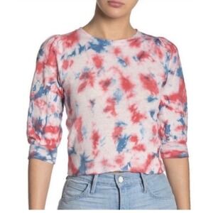 John + Jenn Chill Tie Dye Sweatshirt Women's Large Lava Burst Puff Sleeve #QR1-3